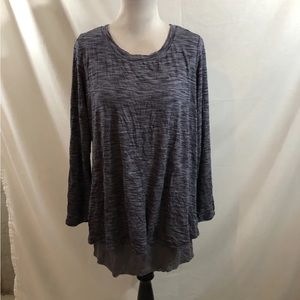 LOGO blue & Gray Heathered Long Sleeve Top With Built In Tank - Women’s Large